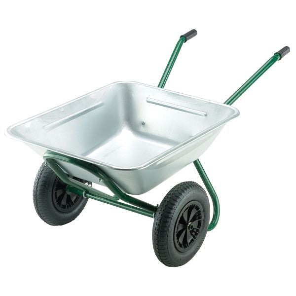 SwimLawn 150L Galvanised Twin Wheel Wheelbarrow Pneumatic Tyres Heavy Duty Frame